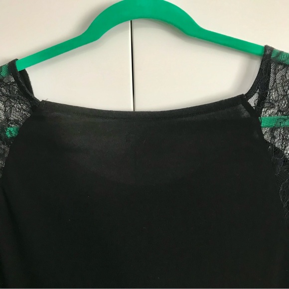 Anthropologie Akemi + Kin Callista Black Lace Embroidered Sleeve Tee XXS EUC - Picture 12 of 13
